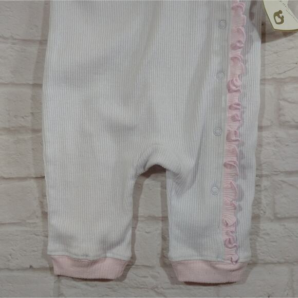 L Mother and Child by Janel Russell Vintage White Pink Sleeper Jumpsuit NWT 6M - Picture 3 of 9